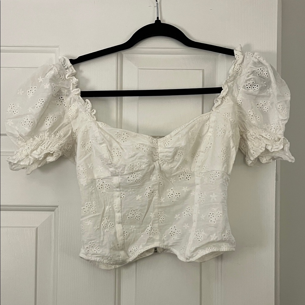 For Love & Lemons White Eyelet Top
